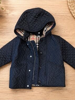 Burberry Quilted Hooded Kids Jacket - Navy